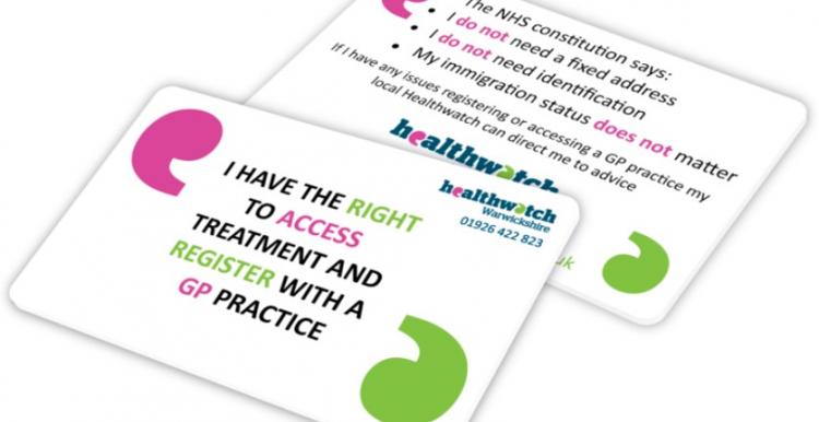 cards showing information about your rights to access healthcare