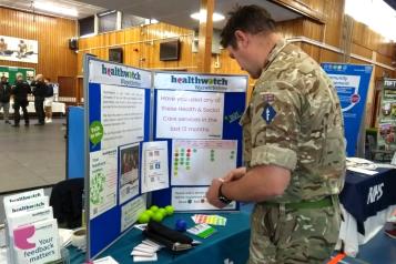 Member of armed forces community visiting our information stand