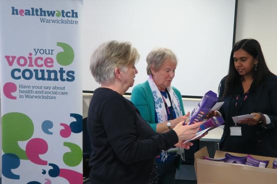 volunteers receiving gifts